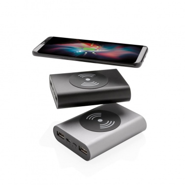 Logotrade liikelahja tuotekuva: Firmakingitus: Aluminium 5.000 mAh Wireless 5W Pocket Powerbank, black