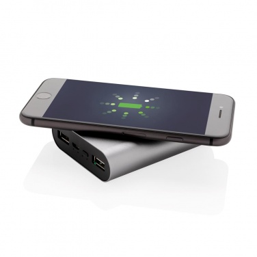 Logotrade mainoslahja tuotekuva: Reklaamtoode: Aluminium 5.000 mAh Wireless 5W Pocket Powerbank, grey