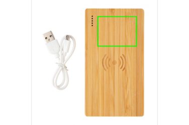 Logo trade mainoslahjat tuotekuva: Firmakingitus: Bamboo 4.000 mAh wireless 5W Powerbank, brown