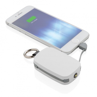 Logotrade mainoslahjat ja liikelahjat tuotekuva: Reklaamkingitus: 1.200 mAh Keychain Powerbank with integrated cables, white