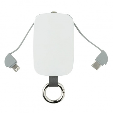 Logotrade liikelahjat mainoslahjat tuotekuva: Reklaamkingitus: 1.200 mAh Keychain Powerbank with integrated cables, white