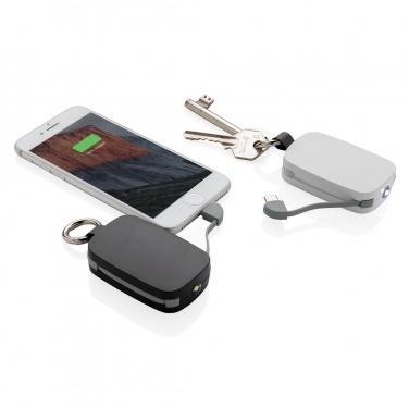 Logo trade mainostuotet tuotekuva: Reklaamkingitus: 1.200 mAh Keychain Powerbank with integrated cables, white