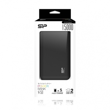 Logo trade mainoslahja kuva: Akupank Silicon Power S150 15000 mAh, must/valge