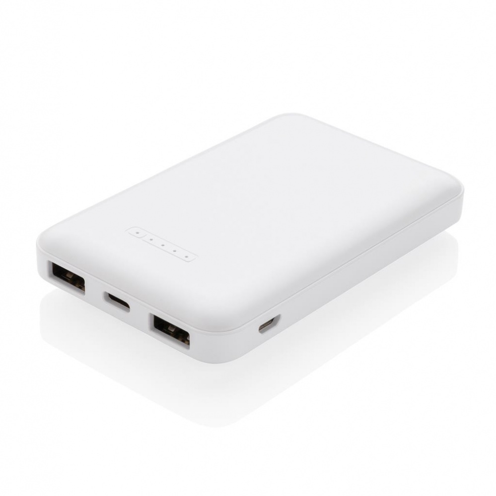 Logotrade mainoslahjat ja liikelahjat tuotekuva: Reklaamkingitus: 5.000 mAh wireless charging pocket powerbank, white