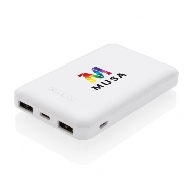 Logo trade liikelahjat tuotekuva: Reklaamkingitus: 5.000 mAh wireless charging pocket powerbank, white