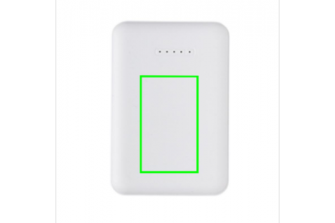 Logo trade liikelahja mainoslahja tuotekuva: Reklaamkingitus: 5.000 mAh wireless charging pocket powerbank, white