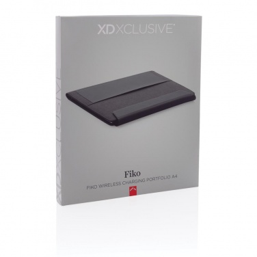 Logo trade mainostuote kuva: Firmakingitus: Fiko wireless charging portfolio A4 with powerbank, black