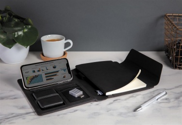 Logotrade mainoslahjat kuva: Firmakingitus: Fiko wireless charging portfolio A5 with powerbank, black