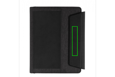 Logotrade liikelahja tuotekuva: Firmakingitus: Fiko wireless charging portfolio A5 with powerbank, black