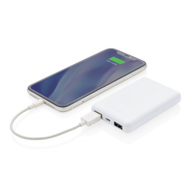 Logotrade mainoslahja tuotekuva: Reklaamkingitus: 5.000 mAh antimicrobial powerbank, white