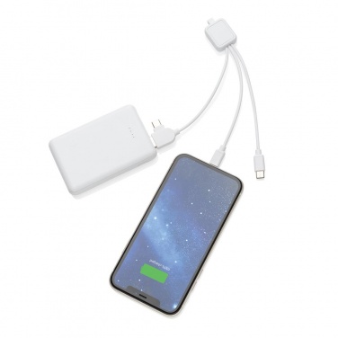 Logo trade liikelahja mainoslahja tuotekuva: Reklaamkingitus: 5.000 mAh antimicrobial powerbank, white