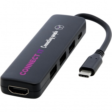 Logo trade liikelahja kuva: Loop RCS -kierrätetystä muovista valmistettu multimediasovitin USB 2.0–3.0 HDMI -liitännällä