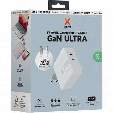 Logo trade mainoslahjat tuotekuva: Xtorm XVC2067 GaNUltra 67 W matkalaturi 100 W USB-C PD -kaapelilla