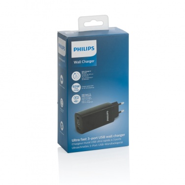 Logotrade mainostuotet kuva: Philips 65 W erittäin nopea PD 3-porttinen USB-laturi