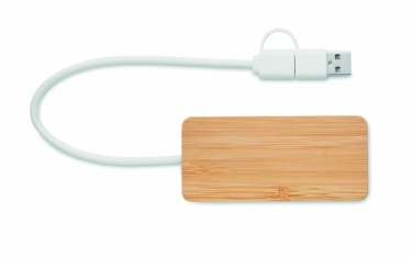 Logotrade mainoslahjat ja liikelahjat tuotekuva: 3 portin USB-keskitin bambua