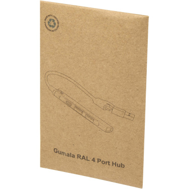 Logotrade liikelahja tuotekuva: Alkaid 4-porttinen kierrätetystä alumiinista valmistettu USB-A- ja Type-C-keskitin, jossa kaksi sisääntuloa