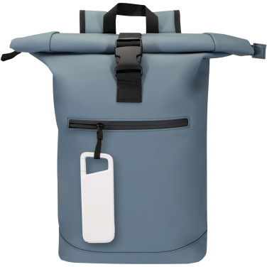 Logotrade mainoslahja ja liikelahja kuva: Alkes 5 000 mAh:n ja 12 W:n kierrätysmuovista valmistettu vedenkestävä varavirtalähde jousihaalla