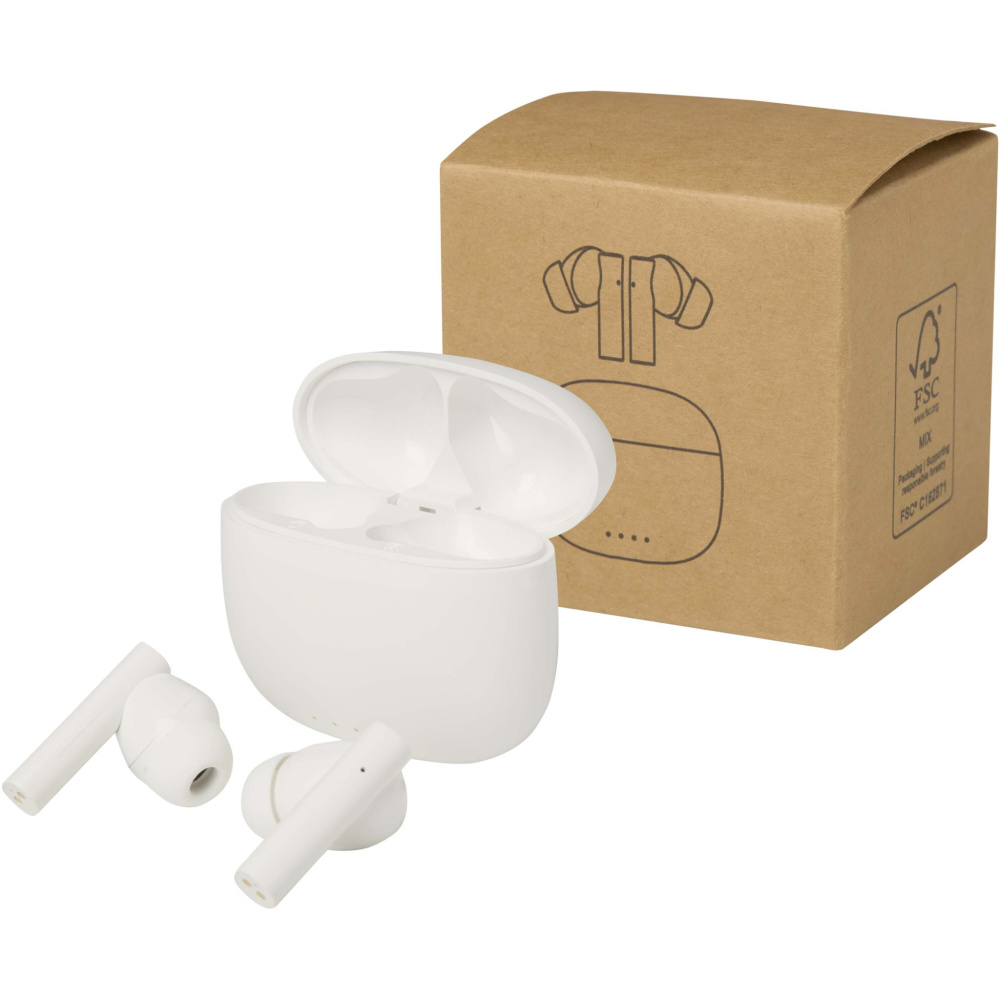 Logo trade liikelahja kuva: Alterf kierrätysmuovista valmistetut langattomat True Wireless Bluetooth® -kuulokkeet silikonisilla korvasovittimilla