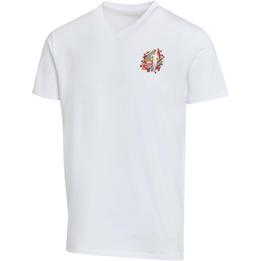 Logotrade mainoslahjat kuva: Balfour lyhythihainen, OCS-sertifioitu V-aukkoinen unisex-t-paita 200 g/m²:n kankaasta