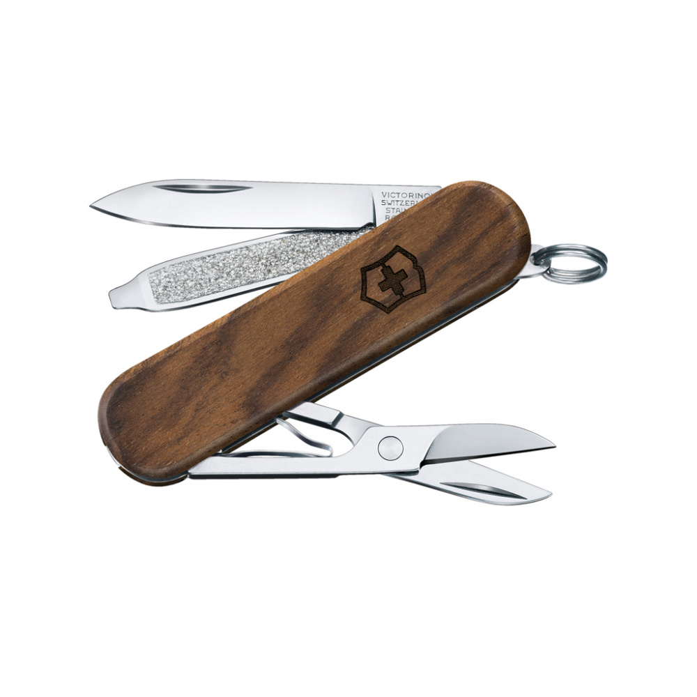 Logo trade mainoslahja kuva: VICTORINOX-taskuveitsi Classic SD Wood, 5 toimintoa