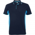 Montmelo unisex sportinis polo trumpomis rankovėmis, Tamsiai mėlyna / dangaus mėlyna