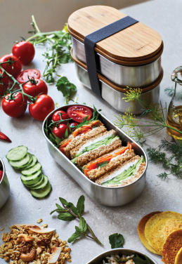 Logotrade verslo dovanos nuotrauka: „Black+Blum“ nerūdijančio plieno dviguba bento dėžutė