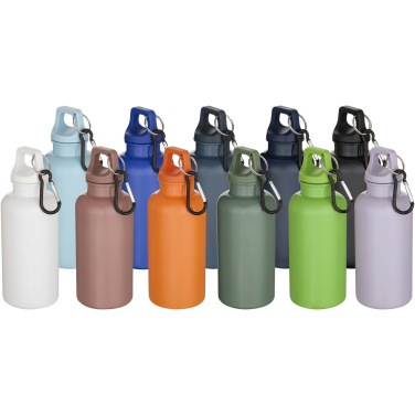 Logotrade reklaminės dovanos nuotrauka: Oregon 400 ml vienspalvis RCS perdirbto plastiko vandens butelis su karabinu