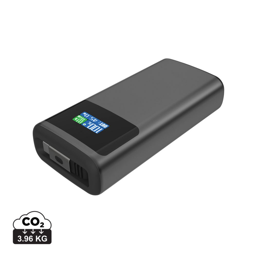 Logotrade reklaminės dovanos nuotrauka: „Quantum RCS“ itin greita PD45W 10 000 mAh išorinė baterija su ekranu