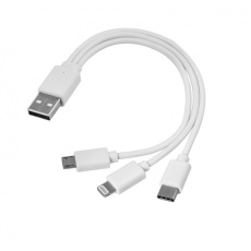 3 vienā USB kabelis, tips c + mikro USB + zibens