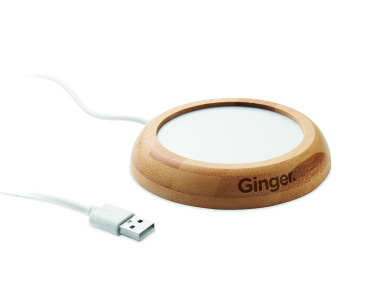 Logotrade dāvanas foto: Bambusa krūzīšu sildītājs ar USB