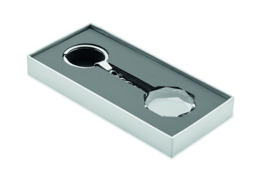 Logotrade korporatīvās dāvanas foto: Apaļa stikla apbalvojumu atslēgu piekariņš