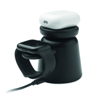 Logotrade biznesa dāvanas foto: 3 vienā bezvadu lādētājs 15 W