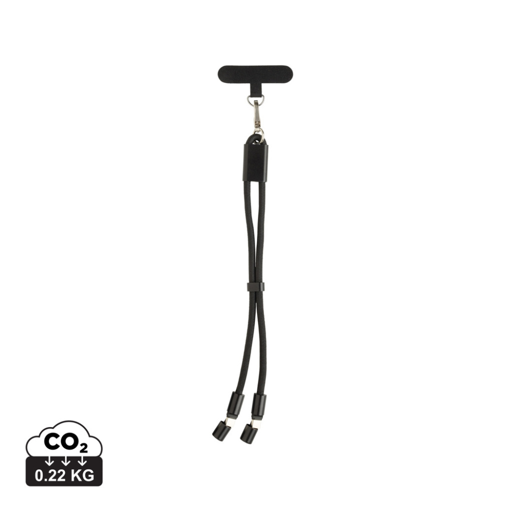 Logotrade korporatīvās dāvanas foto: LoopAmp RCS RPET regulējama telefona siksniņa ar 60 W kabeli