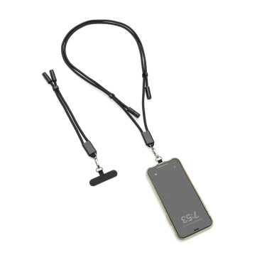 Logotrade korporatīvās dāvanas foto: LoopAmp RCS RPET regulējama telefona siksniņa ar 60 W kabeli