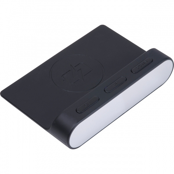 Logotrade dāvanas foto: Modinātājs un bezvadu lādētājs ADELAIDE