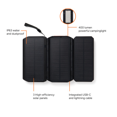 Logotrade ziemassvētku dāvanas foto: Nordic Drift Titan 10.000mAh saules enerģijas lādētājs ar 3 paneļiem