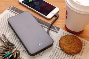 Лого трейд бизнес-подарки фото: Firmakingitus: 10.000 mAh MFi licensed powerbank , silver