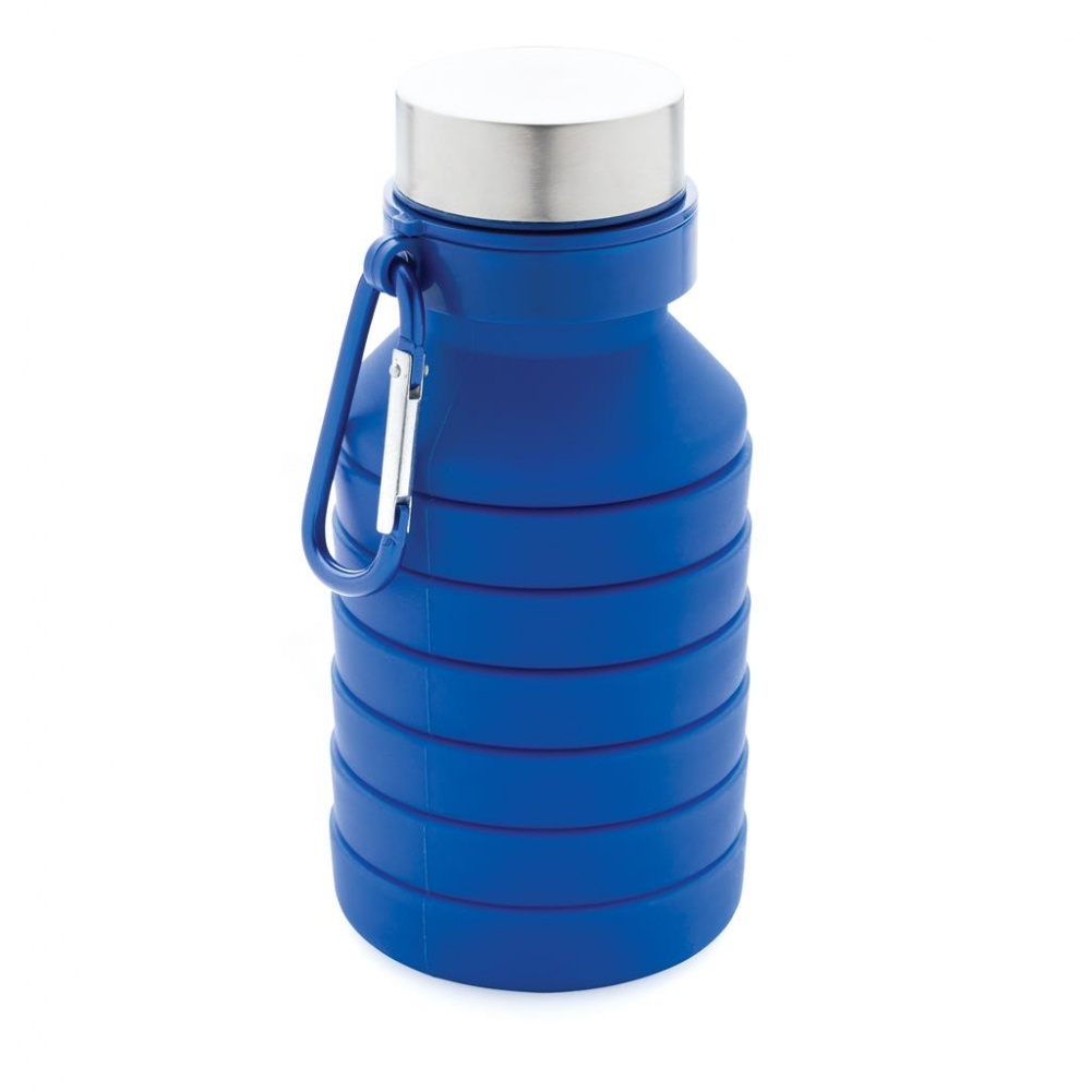 Лого трейд pекламные продукты фото: Reklaamkingitus: Leakproof collapsible silicon bottle with lid, blue