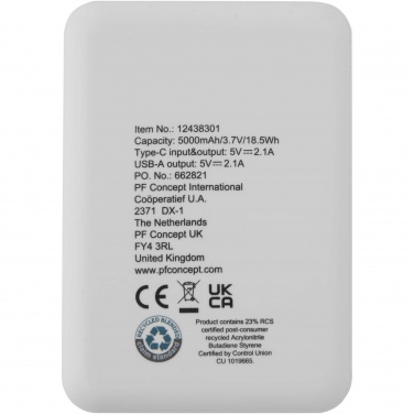 Логотрейд pекламные продукты картинка: Asama портативное зарядное устройство Type-C из переработанной пластмассы емкостью 5000 мАч