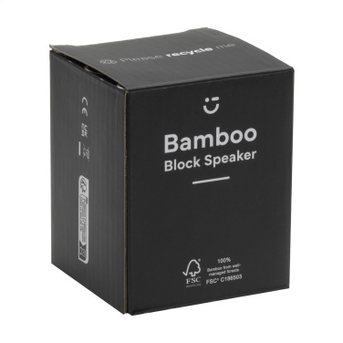 Логотрейд бизнес-подарки картинка: Колонка Bamboo Block с беспроводным зарядным устройством