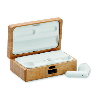 Логотрейд pекламные cувениры картинка: TWS earbuds in bamboo case