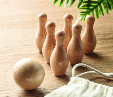 Логотрейд pекламные продукты картинка: Mini pine wood bowling set