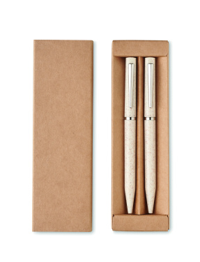 Логотрейд pекламные подарки картинка: Wheat straw/ABS twist pen set