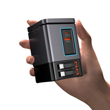 Лого трейд бизнес-подарки фото: Зарядное устройство Urban Vitamin Sacramento 105 Вт GAN + втягивающиеся кабели