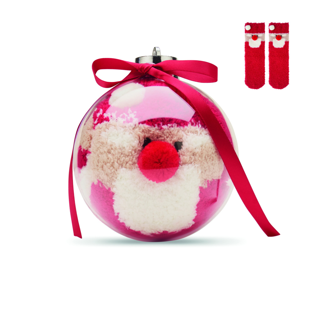 Лого трейд бизнес-подарки фото: Santa socks in bauble ornament
