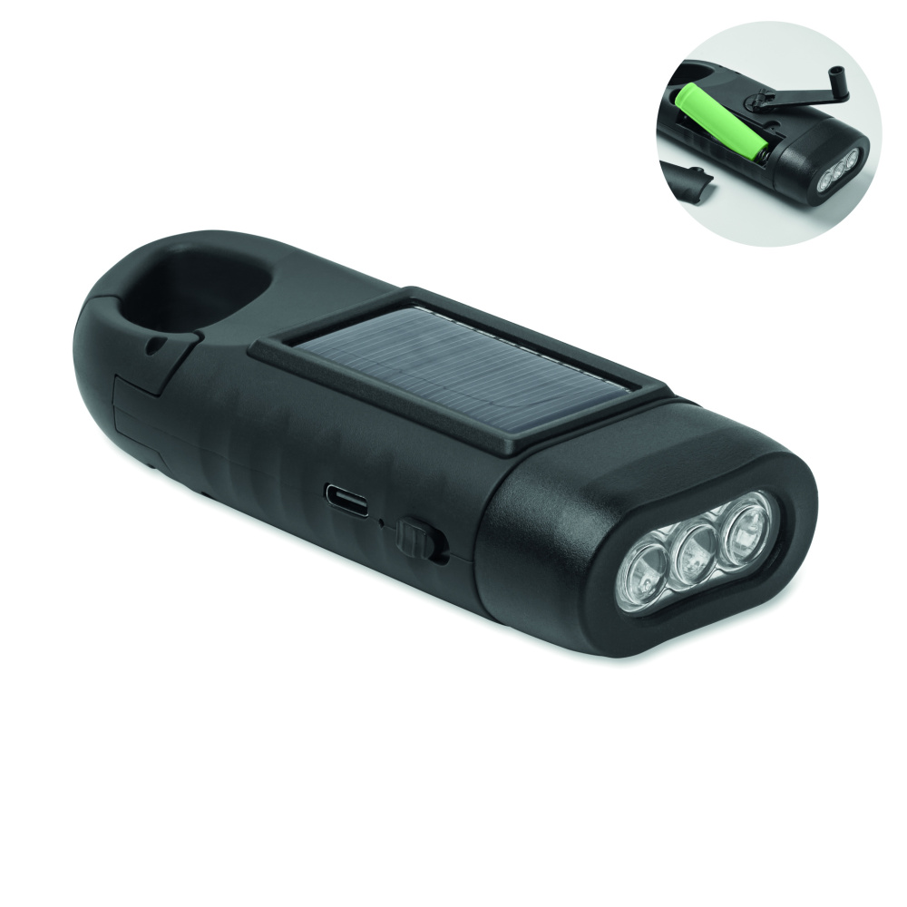 Логотрейд pекламные продукты картинка: Solar torch with dynamo crank