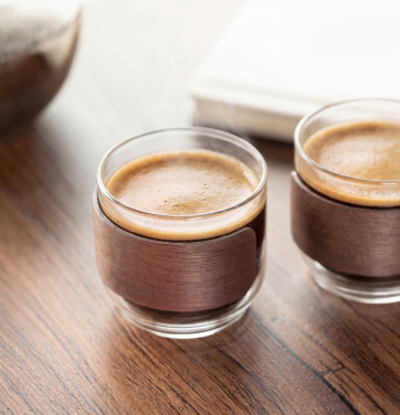 Логотрейд pекламные подарки картинка: Coffee glass set walnut grip