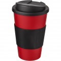 Americano® 350 ml mugg med grepp och spillsäkert lock, Röd / Solid svart