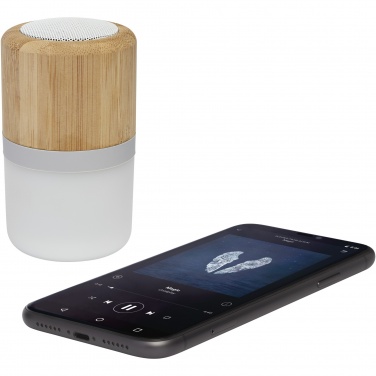 Logotrade profilprodukter bild: Aurea  Bluetooth® högtalare i bambu med ljus