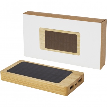 Logotrade profilreklam bild: Alata 8 000 mAh soldriven powerbank av bambu